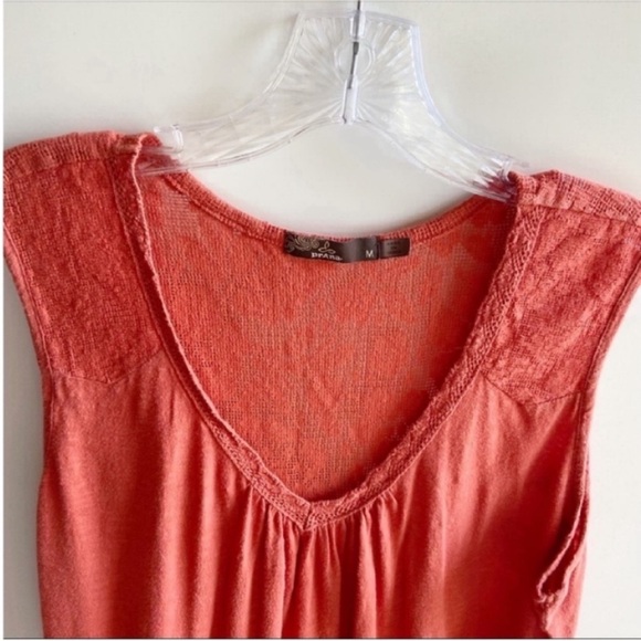 Prana Bree tank dress orange organic cotton lace drop waist - Picture 5 of 8